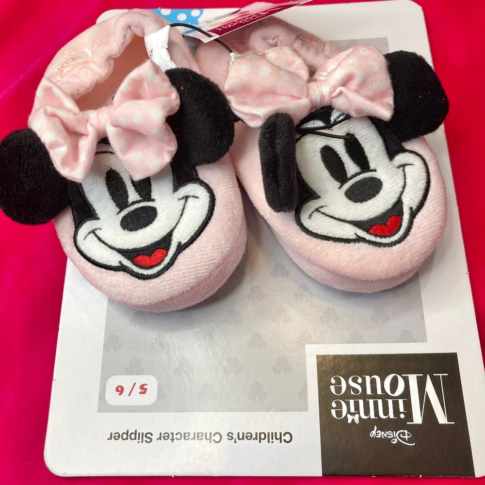 Minnie Mickey Mouse Baby Slippers Size (5/6)